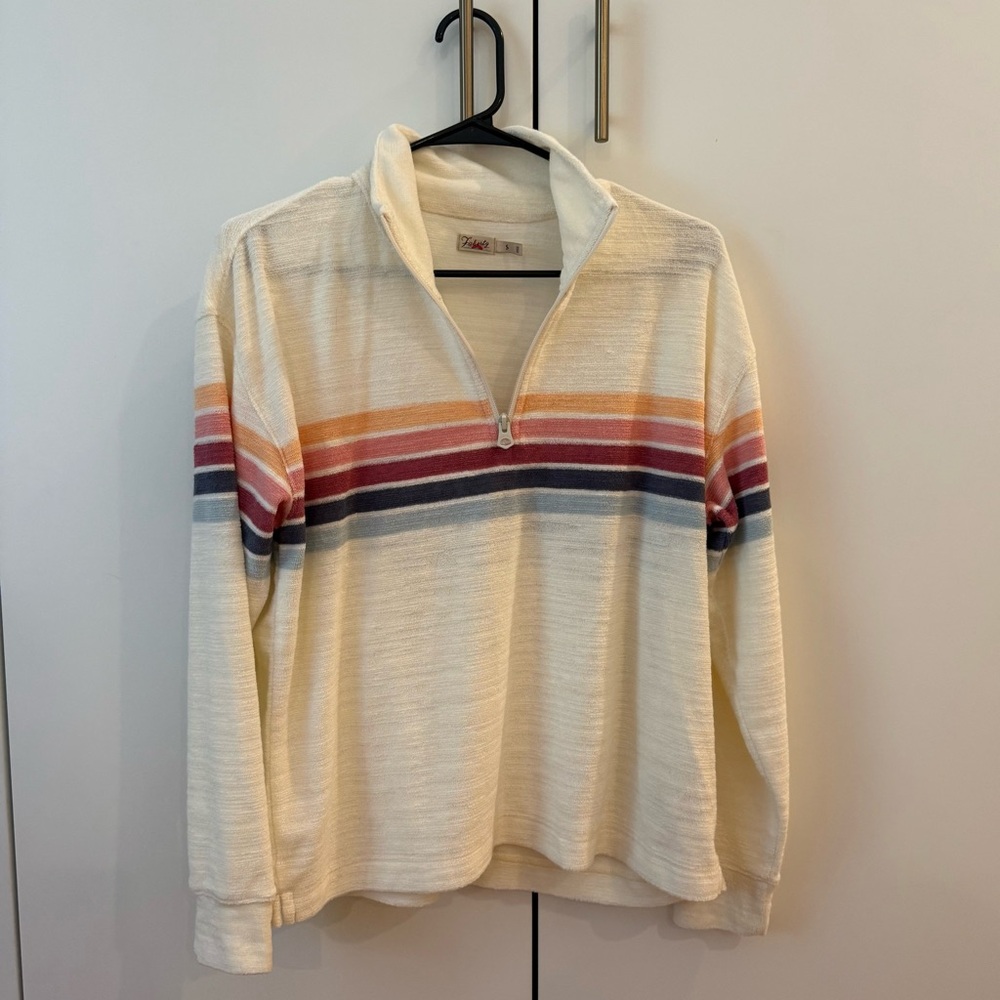Faherty Quarter Zip Striped Beach Sweater
